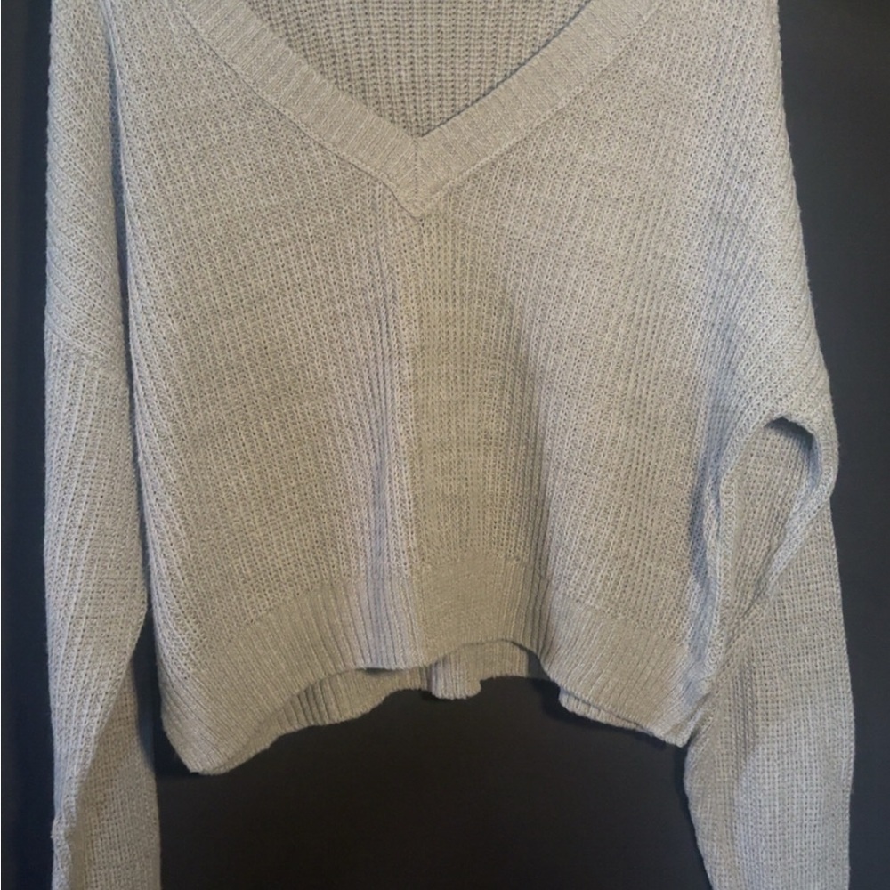 Wild Fable Gray Cropped Knit Sweater – Size XL